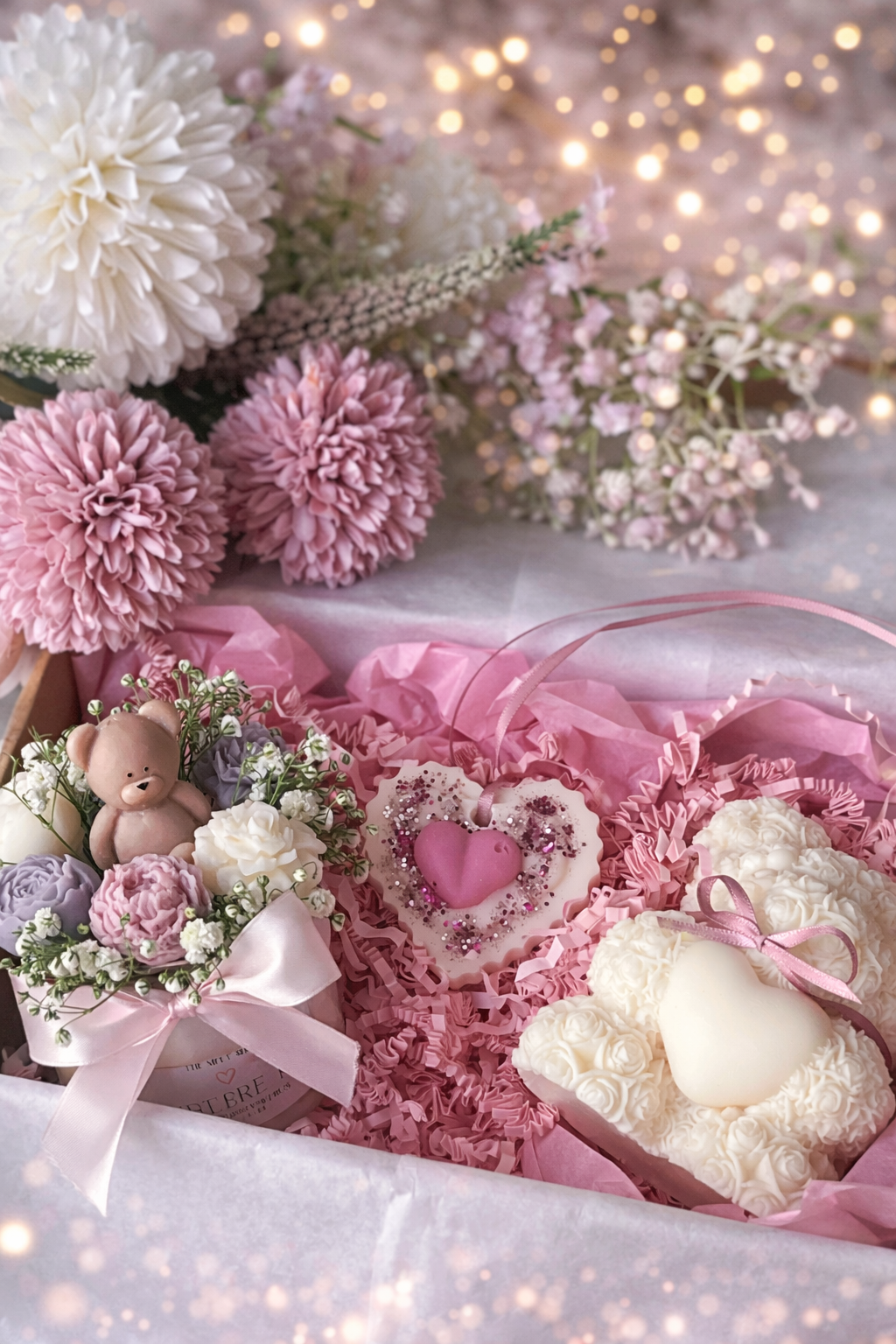 Gift Set -Flower Bouquet- Bear Candle- Wardrobe Freshener 💖