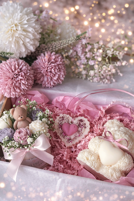 Gift Set -Flower Bouquet- Bear Candle- Wardrobe Freshener 💖